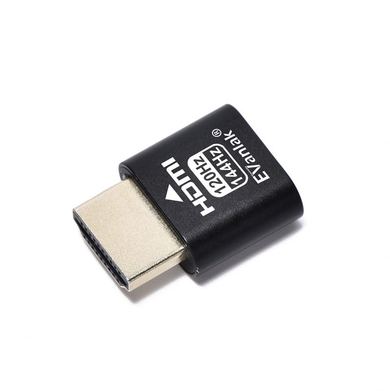 EVanlak HDMI Headlessï¼ˆHigh Rate240ï¼‰ HDMI Dummy Plug,Headless Ghost, Display Emulator Black 1Pcs - Image 1